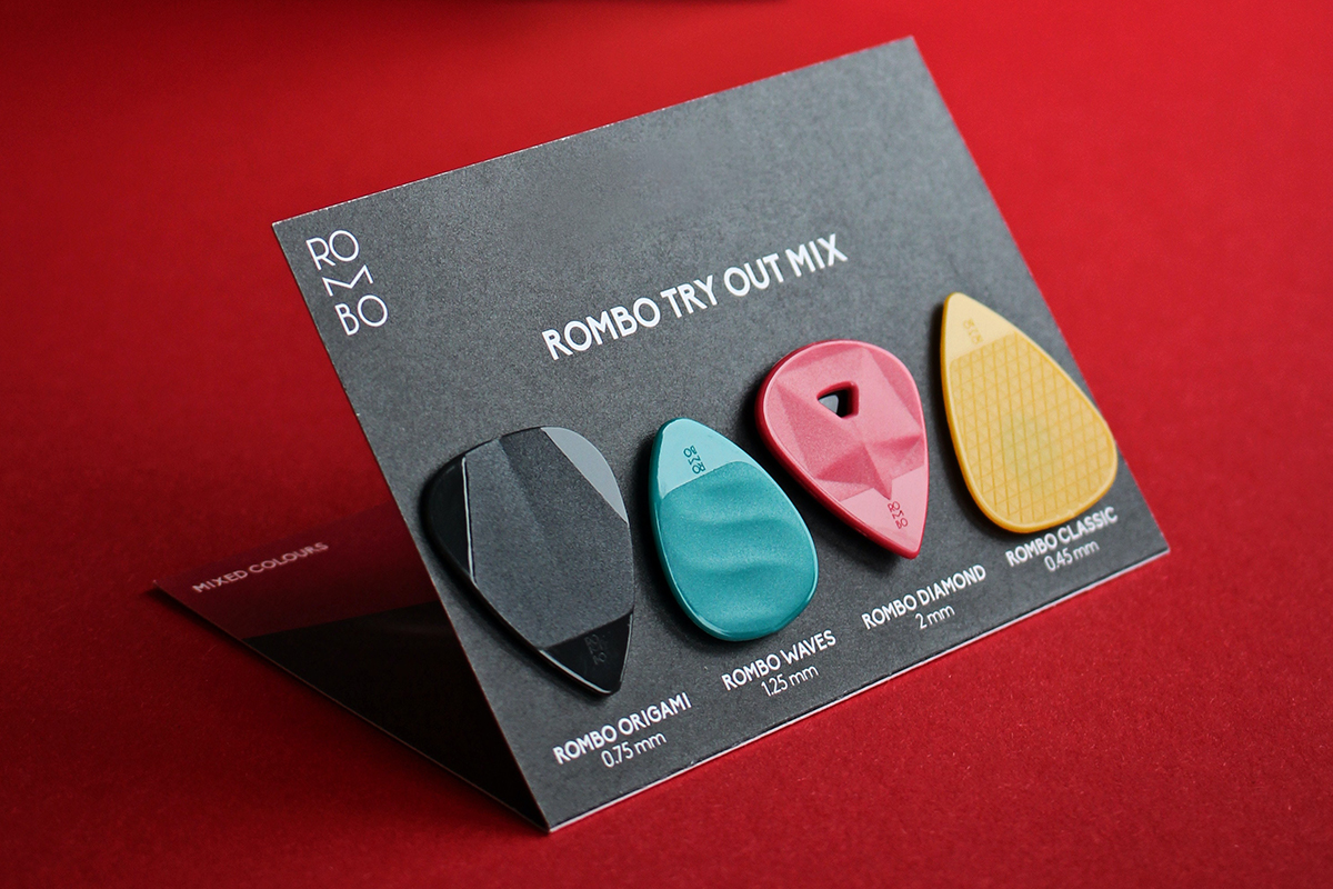 Rombo Guitar Pick Set - Try Out Mix (4 Picks - 0.45 mm, 2.0mm, 0.75mm and 1.25mm) - Mixed Colors