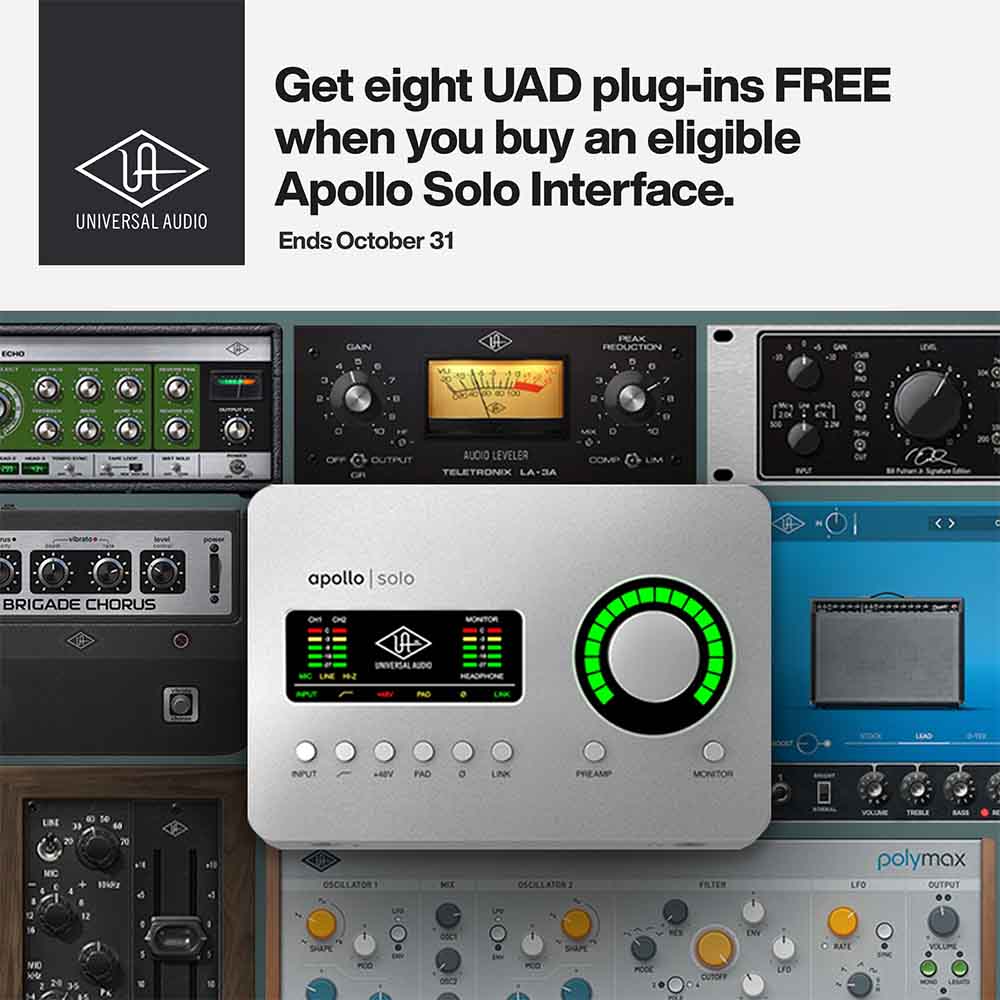 Apollo Solo HE & Apollo Solo USB HE - Free Plug-Ins Promo