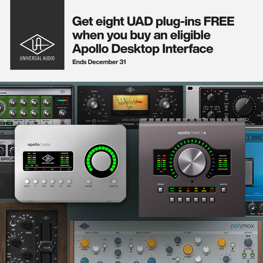 Apollo Solo HE & Apollo Solo USB HE - Free Plug-Ins Promo (Nov - Dec 2025)